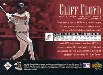 2002 Upper Deck Piece of History #76 Cliff Floyd Back