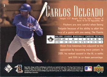 2002 Upper Deck Piece of History #8 Carlos Delgado Back