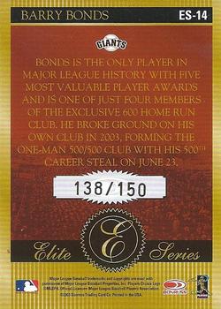 2004 Donruss - Elite Series Black #ES-14 Barry Bonds Back