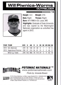 2014 Choice Potomac Nationals #15 Will Piwnica-Worms Back