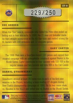 2004 Donruss Elite - Team Gold #8 Dwight Gooden / Gary Carter / Darryl Strawberry Back