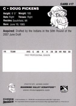 2008 Choice Mahoning Valley Scrappers #17 Doug Pickens Back