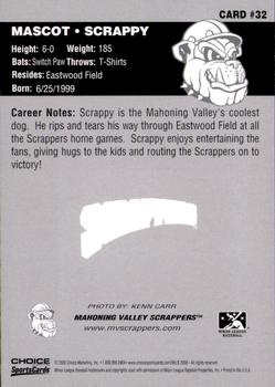2008 Choice Mahoning Valley Scrappers #32 Scrappy Back