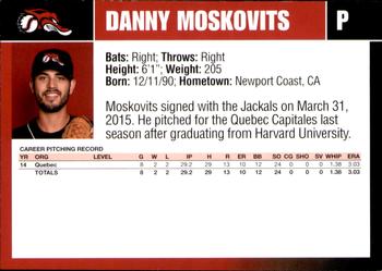 2015 New Jersey Jackals #NNO Danny Moskovits Back
