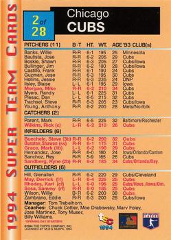 1994 Stadium Club - Super Teams Members Only #2 Chicago Cubs  Back