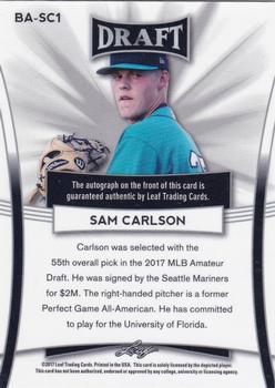 2017 Leaf Metal Draft #BA-SC1 Sam Carlson Back