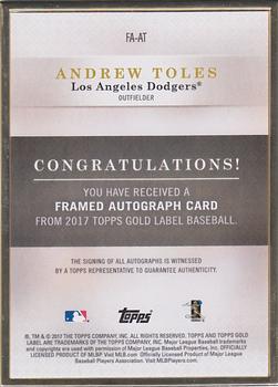 2017 Topps Gold Label - Framed Autographs #FA-AT Andrew Toles Back