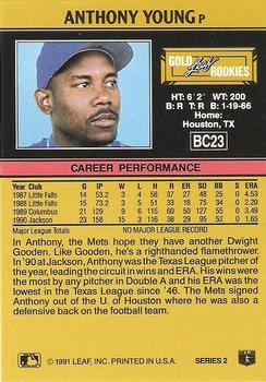 1991 Leaf - Gold Rookies #BC23 Anthony Young Back