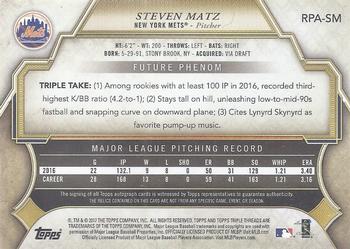 2017 Topps Triple Threads - Rookie and Future Phenom Autographed Relics Silver #RPA-SM Steven Matz Back
