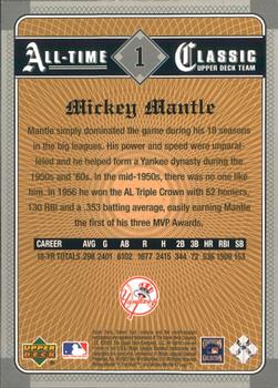2002 Upper Deck Sweet Spot Classics #1 Mickey Mantle Back
