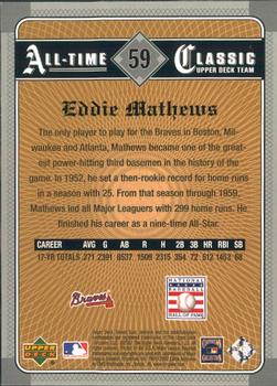 2002 Upper Deck Sweet Spot Classics #59 Eddie Mathews Back