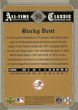 2002 Upper Deck Sweet Spot Classics #90 Bucky Dent Back