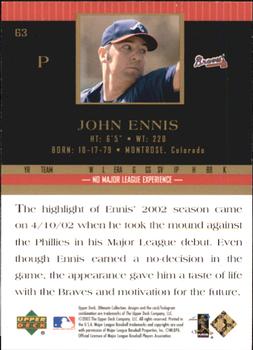 2002 Upper Deck Ultimate Collection #63 John Ennis Back