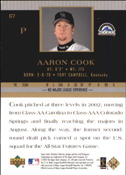 2002 Upper Deck Ultimate Collection #67 Aaron Cook Back
