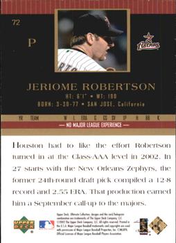 2002 Upper Deck Ultimate Collection #72 Jeriome Robertson Back