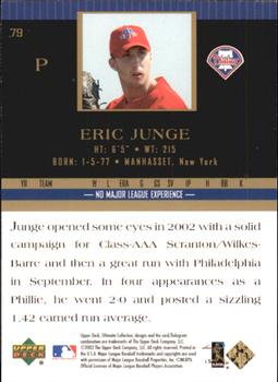 2002 Upper Deck Ultimate Collection #79 Eric Junge Back