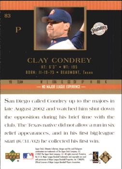 2002 Upper Deck Ultimate Collection #83 Clay Condrey Back