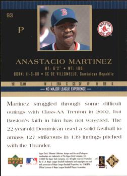 2002 Upper Deck Ultimate Collection #93 Anastacio Martinez Back
