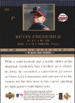 2002 Upper Deck Ultimate Collection #102 Kevin Frederick Back