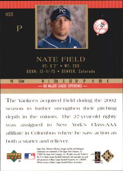2002 Upper Deck Ultimate Collection #103 Nate Field Back