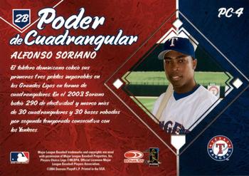 2004 Donruss Estrellas - Poder de Cuadrangular #PC-4 Alfonso Soriano Back
