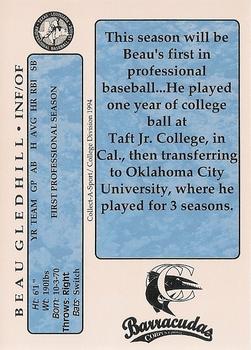 1994 Collect-A-Sport Corpus Christi Barracudas #NNO Beau Gledhill Back