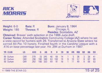 1989 Star Greenville Braves - Platinum #15 Rick Morris Back