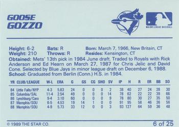 1989 Star Knoxville Blue Jays - Platinum #6 Goose Gozzo Back