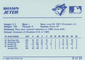 1989 Star Knoxville Blue Jays - Platinum #8 Shawn Jeter Back