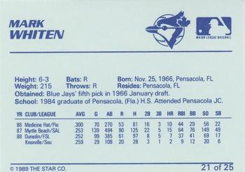 1989 Star Knoxville Blue Jays - Platinum #21 Mark Whiten Back