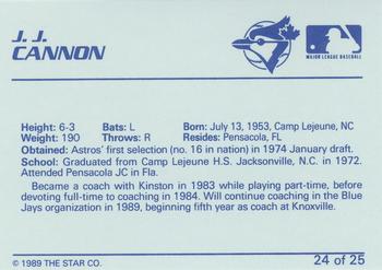 1989 Star Knoxville Blue Jays - Platinum #24 J.J. Cannon Back