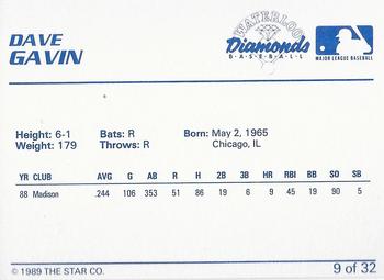1989 Star Waterloo Diamonds - Platinum #9 Dave Gavin Back