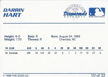 1989 Star Waterloo Diamonds - Platinum #10 Darrin Hart Back