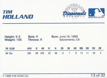 1989 Star Waterloo Diamonds - Platinum #13 Tim Holland Back