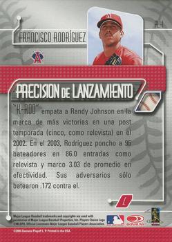 2004 Donruss Estrellas - Precision de Lanzameinto #1 Francisco Rodriguez Back