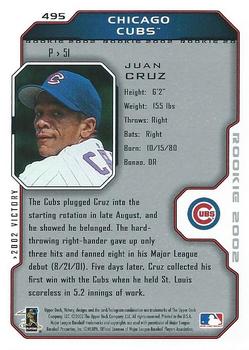 2002 Upper Deck Victory #495 Juan Cruz Back