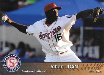 2016 Grandstand Spokane Indians #16 Johan Juan Front