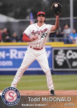 2016 Grandstand Spokane Indians #20 Todd McDonald Front