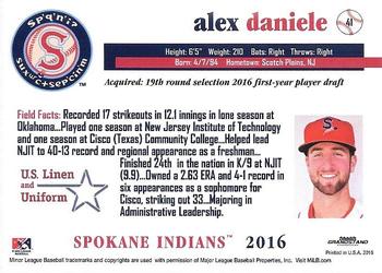 2016 Grandstand Spokane Indians #41 Alex Daniele Back