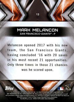 2017 Topps Fire #13 Mark Melancon Back