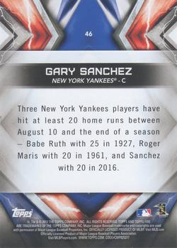 2017 Topps Fire #46 Gary Sanchez Back