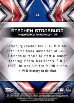 2017 Topps Fire #93 Stephen Strasburg Back