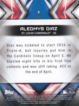 2017 Topps Fire - Gold Minted #8 Aledmys Diaz Back