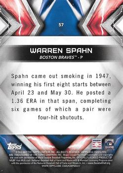 2017 Topps Fire - Blue Chip #57 Warren Spahn Back
