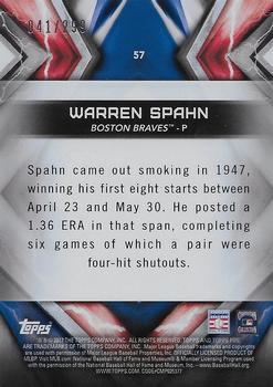 2017 Topps Fire - Orange #57 Warren Spahn Back