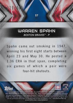 2017 Topps Fire - Green #57 Warren Spahn Back