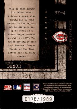2004 Donruss Leather & Lumber - Hall of Fame #HF-4 Johnny Bench Back