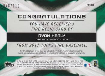 2017 Topps Fire - Relics #FR-RH Ryon Healy Back