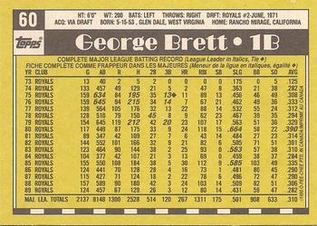 1990 O-Pee-Chee - White Back (Test Stock) #60 George Brett Back