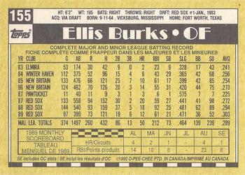 1990 O-Pee-Chee - White Back (Test Stock) #155 Ellis Burks Back